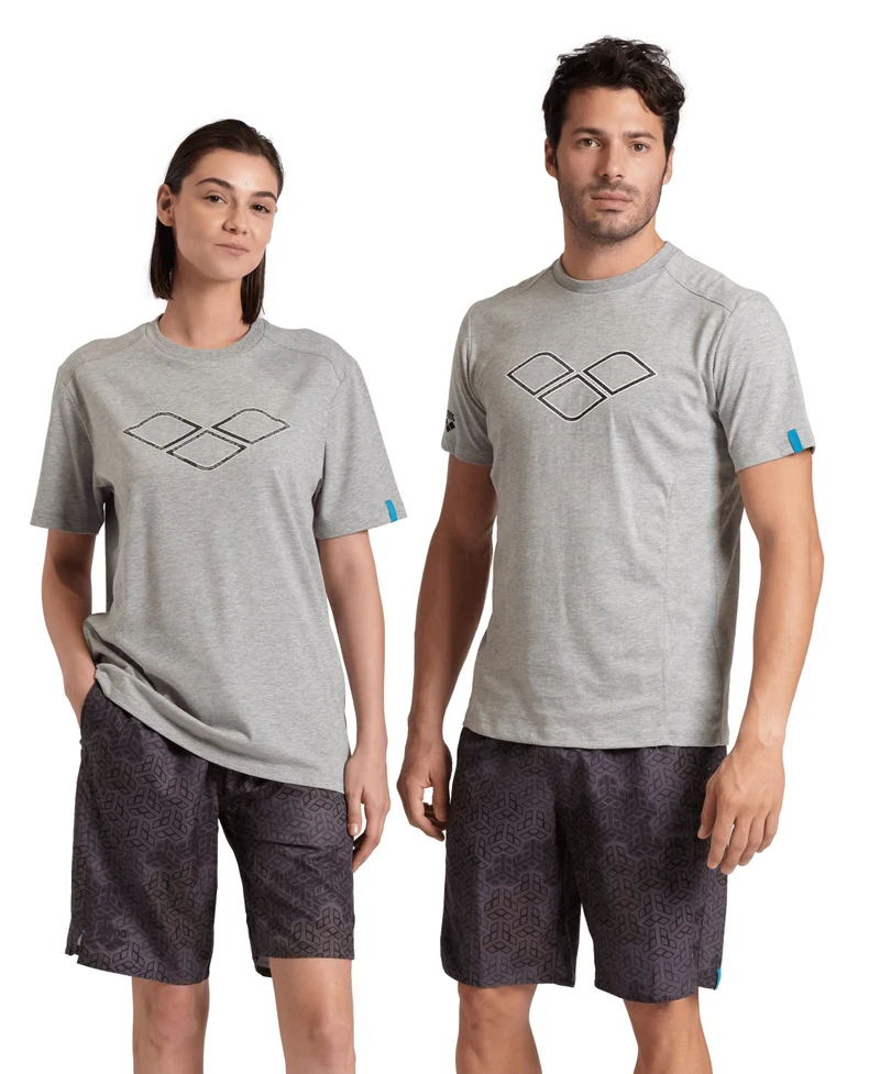 Arena Unisex T-Shirt Logo Cotton Medium Grey Heather