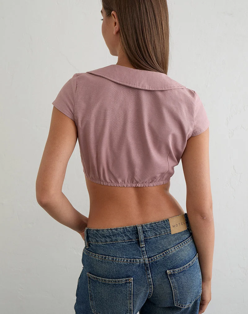 Natami-Cropped-Top aus Leinen in der Farbe „Dusty Rose“