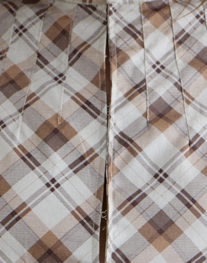 Alnira Pea-Coat-Oberteil mit schrägem Karomuster in Braun