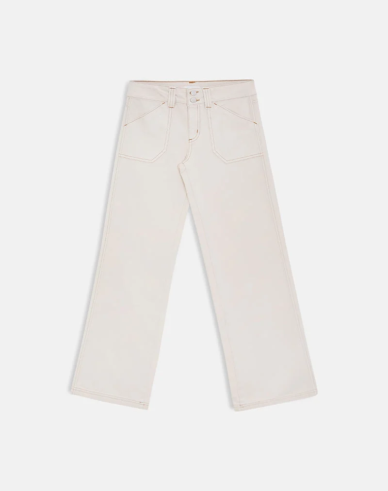 Cargo-Jeans mit niedriger Leibhöhe und lockerer Passform in Off-White