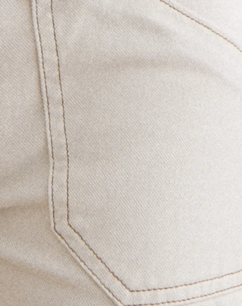 Cargo-Jeans mit niedriger Leibhöhe und lockerer Passform in Off-White
