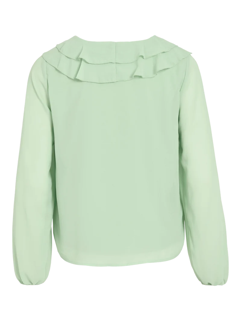 VIANE L/S V-NECK FRILL TOP