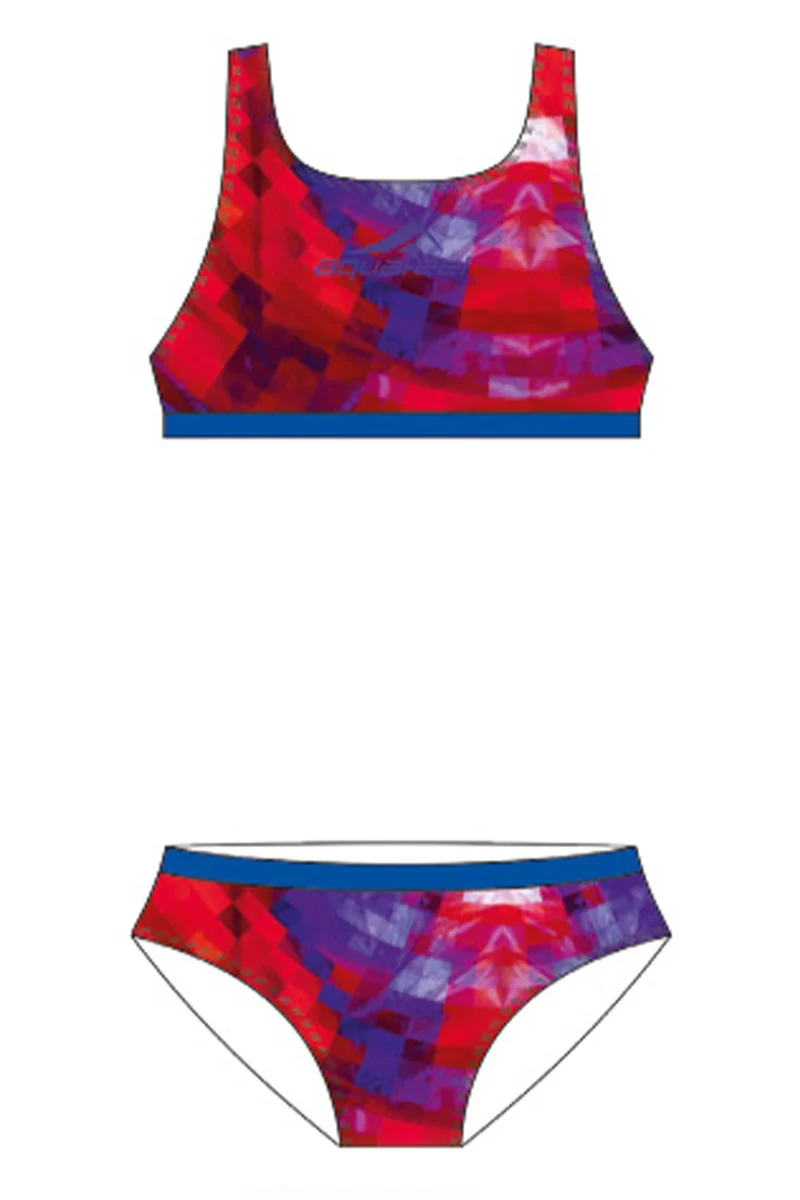 Aquafeel Damen Sport-Bikini Racerback Blau - Rot
