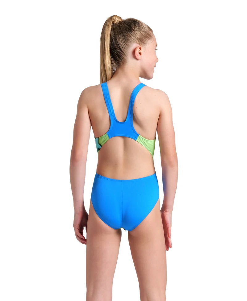 Arena Mädchen Badeanzug Swim Tech Star Shaped Blue River-Soft Green