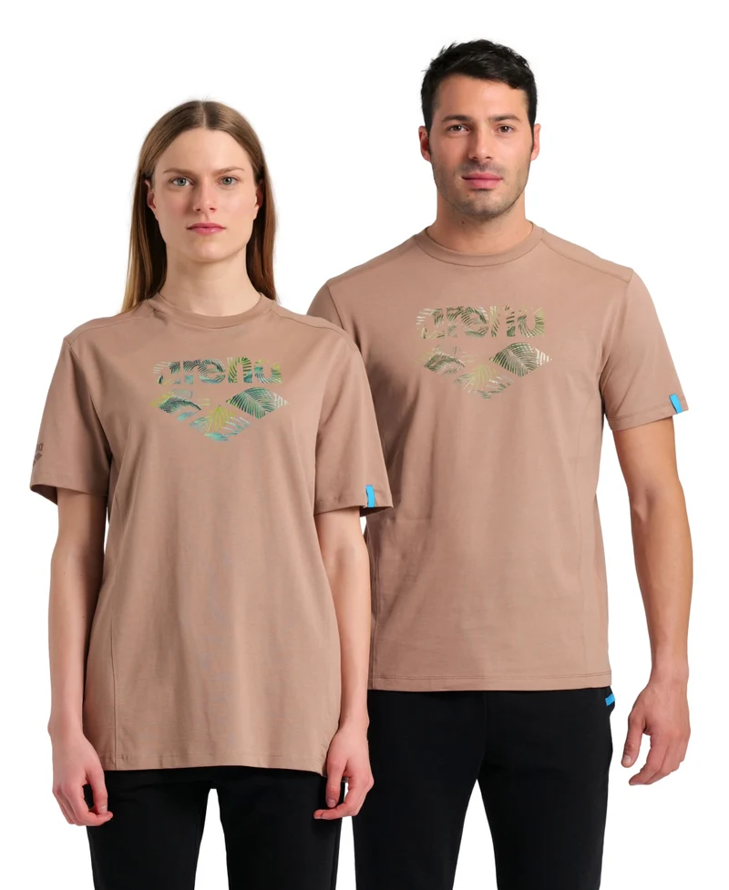 Arena Unisex T-Shirt Logo Cotton Caramelo
