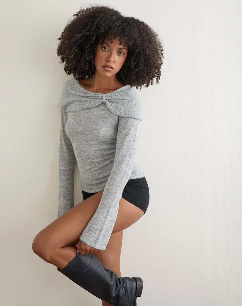 Waliya-Pullover aus transparentem Strick, grau