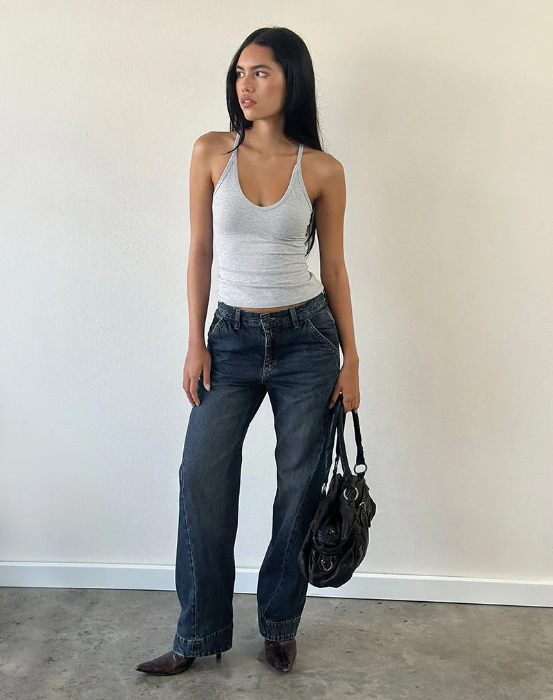 Nemue Plunge-Top mit Racerback in Grau meliert