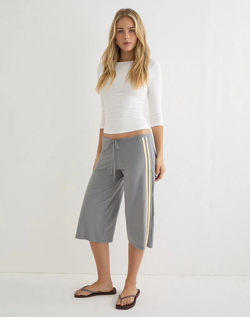 Mino Capri-Hose in Grau mit zitronengelbem Einfassband
