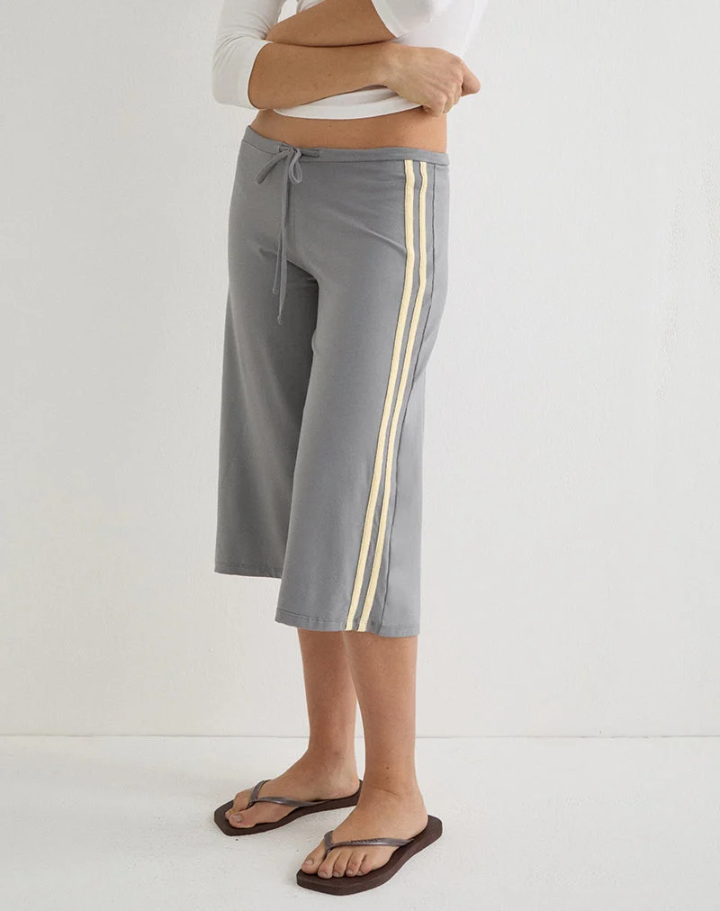 Mino Capri-Hose in Grau mit zitronengelbem Einfassband