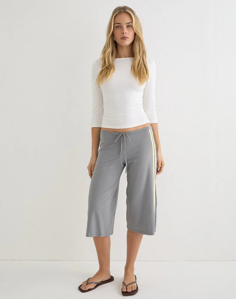 Mino Capri-Hose in Grau mit zitronengelbem Einfassband