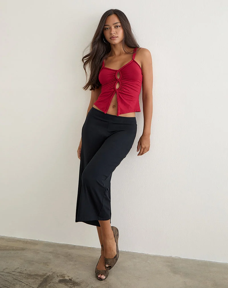 Top mit Cut-out-Details aus Jersey in der Farbe „Adrenaline Red“