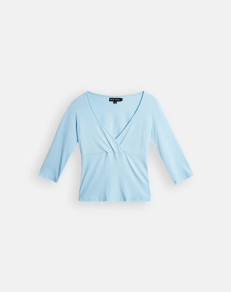 Trudis Wickeloberteil mit viertellangen Ärmeln aus Jersey in Cool Blue