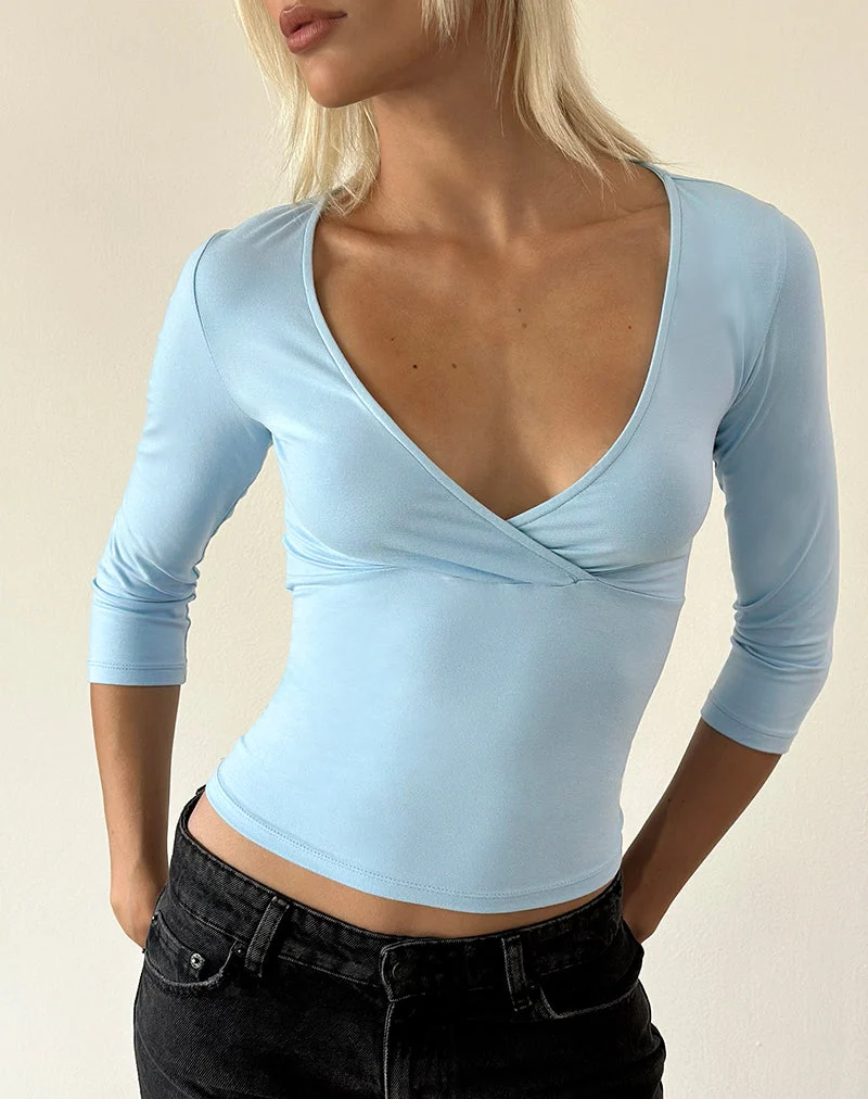 Trudis Wickeloberteil mit viertellangen Ärmeln aus Jersey in Cool Blue