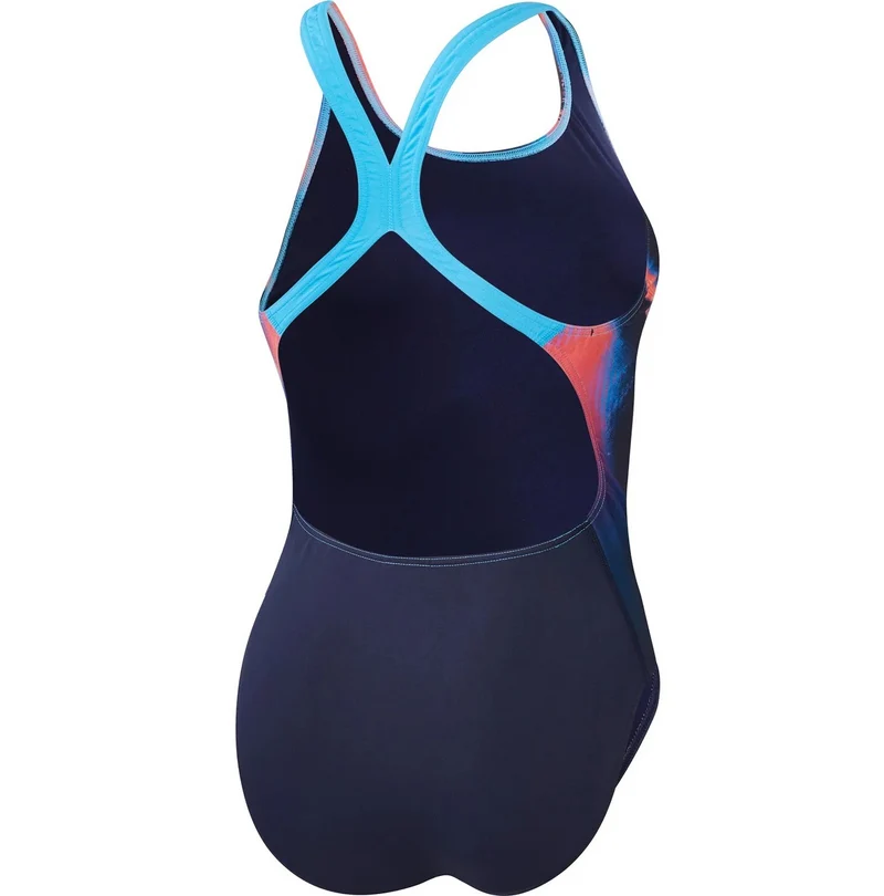 Speedo Damen Anzug Powerback Digi Marineblau - Rot