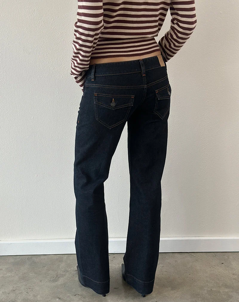 Bootcut-Jeans mit niedriger Leibhöhe in Indigo