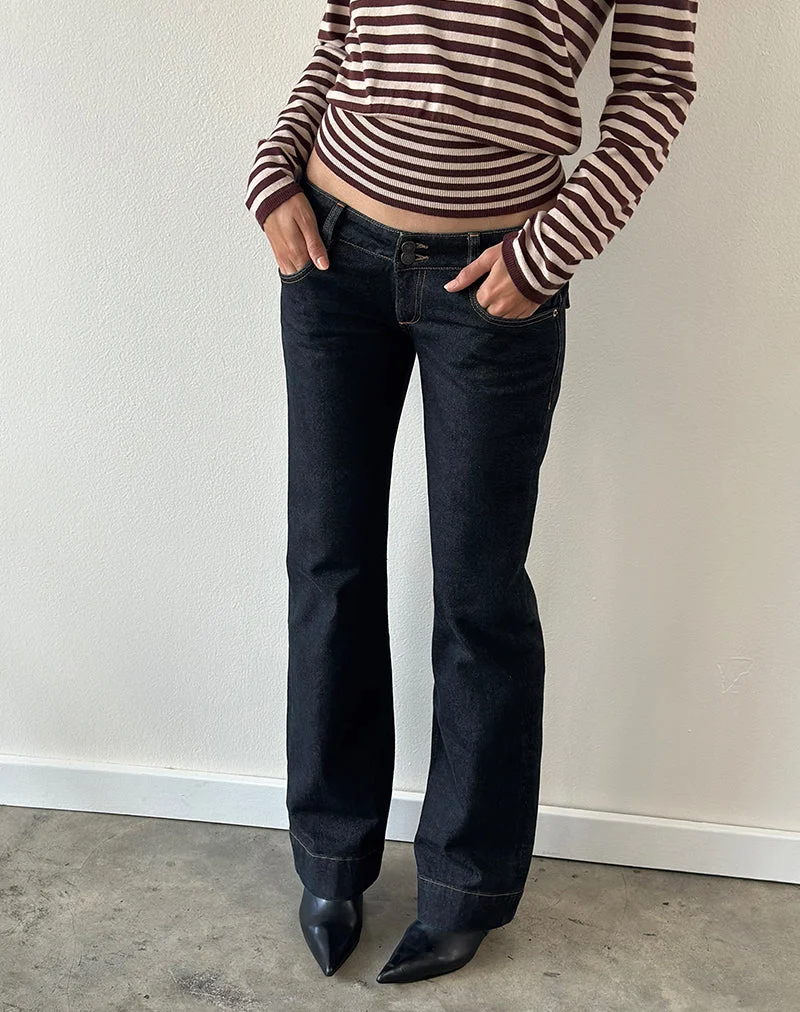 Bootcut-Jeans mit niedriger Leibhöhe in Indigo