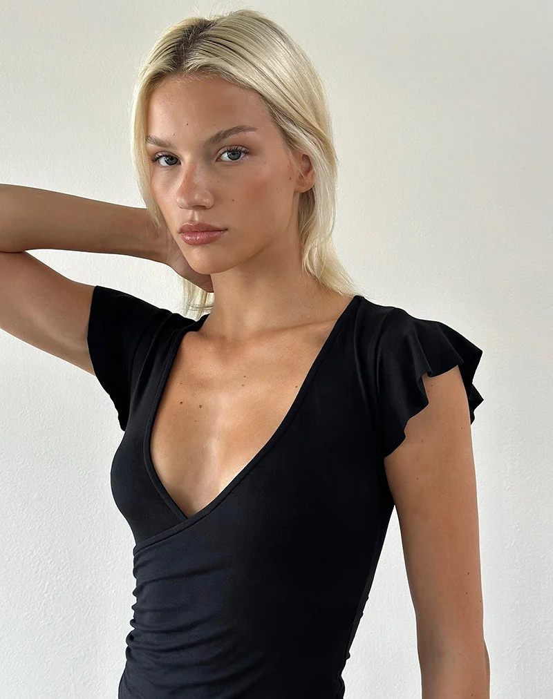 Wilkes Wickeloberteil aus Jersey, schwarz