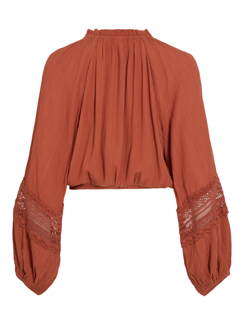 VIJINKE V-NECK 3/4 LACE DETAIL TOP