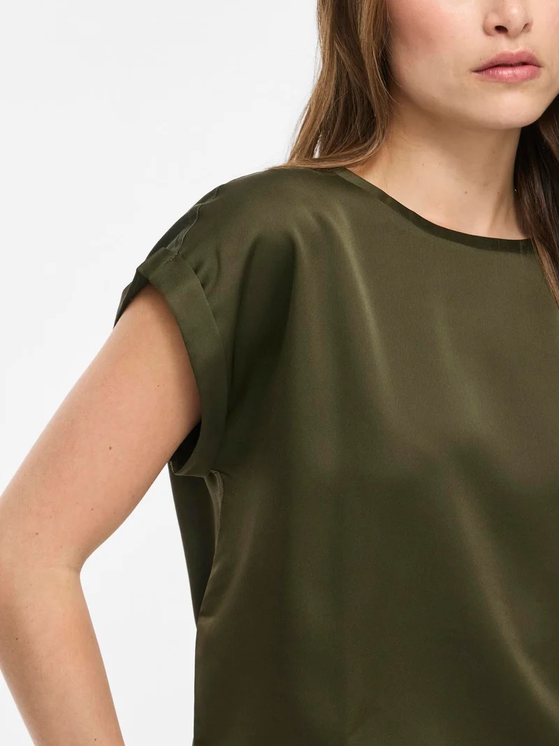 VIELLETTE S/S SATIN TOP