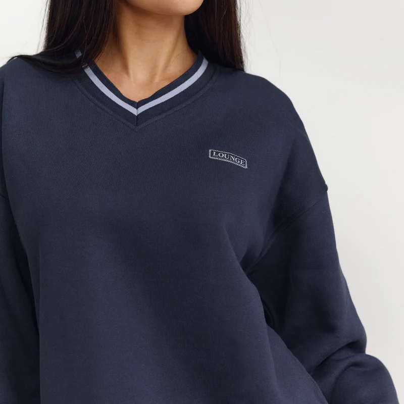 V-Neck Pullover - Dunkelblau