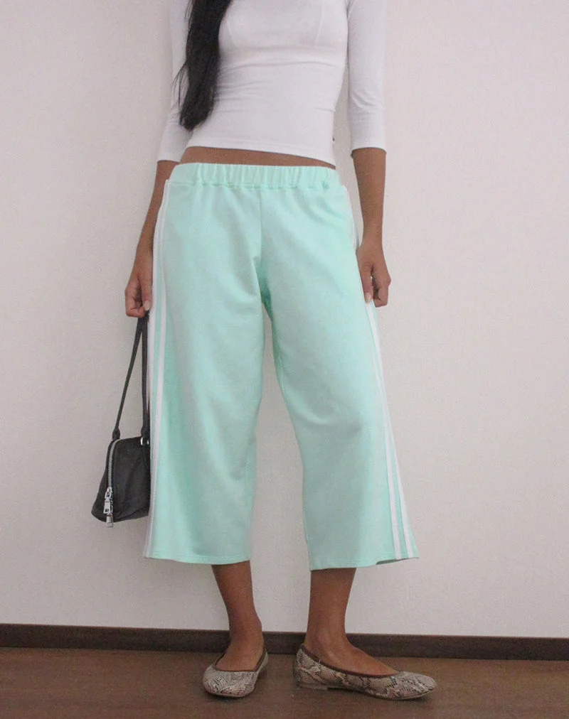 Wamino Capri-Hose in Aqua mit weißen Streifen