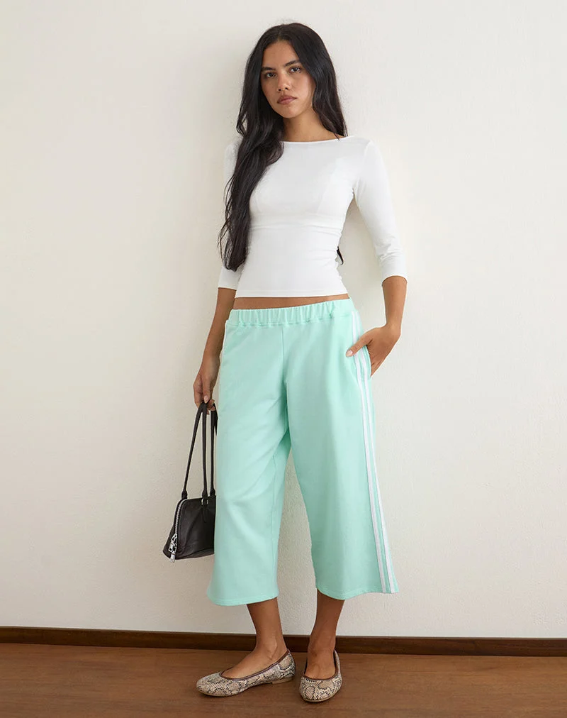 Wamino Capri-Hose in Aqua mit weißen Streifen