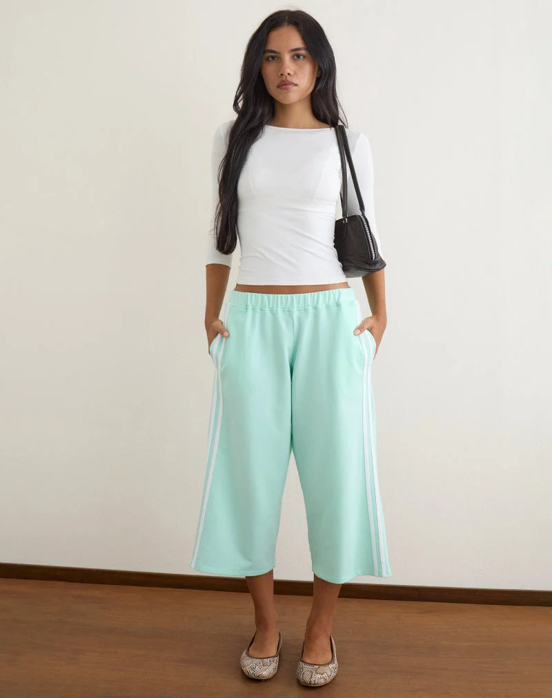 Wamino Capri-Hose in Aqua mit weißen Streifen