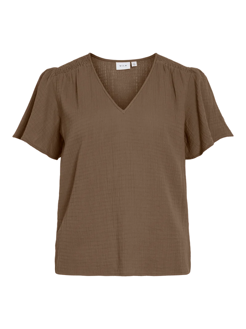 VILANIA V-NECK S/S DET. TOP