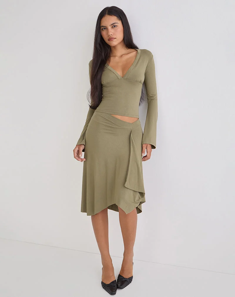 Emesy Langarm-Oberteil in Khaki