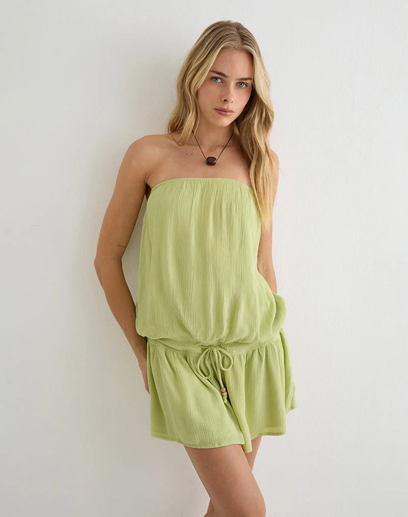 Moka-Minikleid in Crinkle-Pistazie