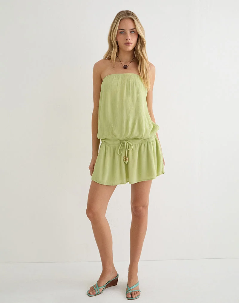 Moka-Minikleid in Crinkle-Pistazie