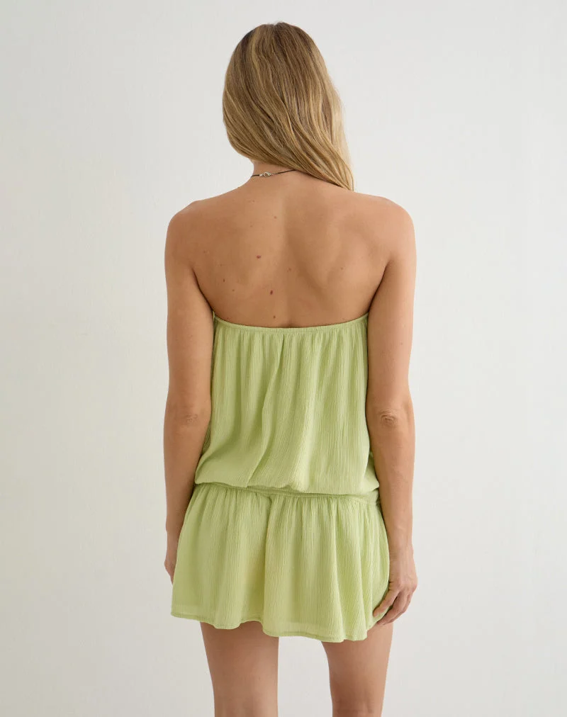 Moka-Minikleid in Crinkle-Pistazie