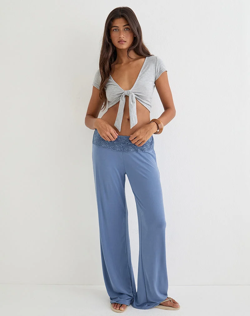 Marla Crop-Top mit Bindeband vorne in Grau meliert