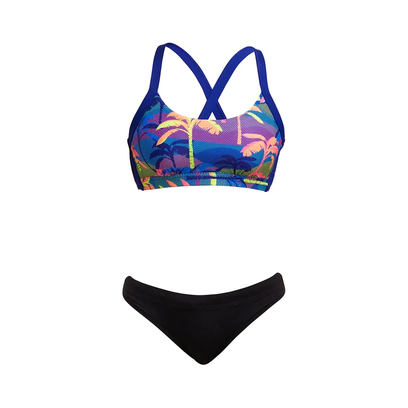 Funkita Damen Bikini Oberteil Hold Steady Crop Top Palm A Lot