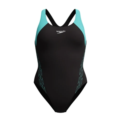 Speedo Damen Hyperboom Placement Splice Racerback schwarz-türkis