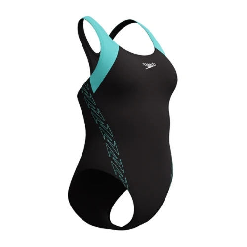 Speedo Damen Hyperboom Placement Splice Racerback schwarz-türkis