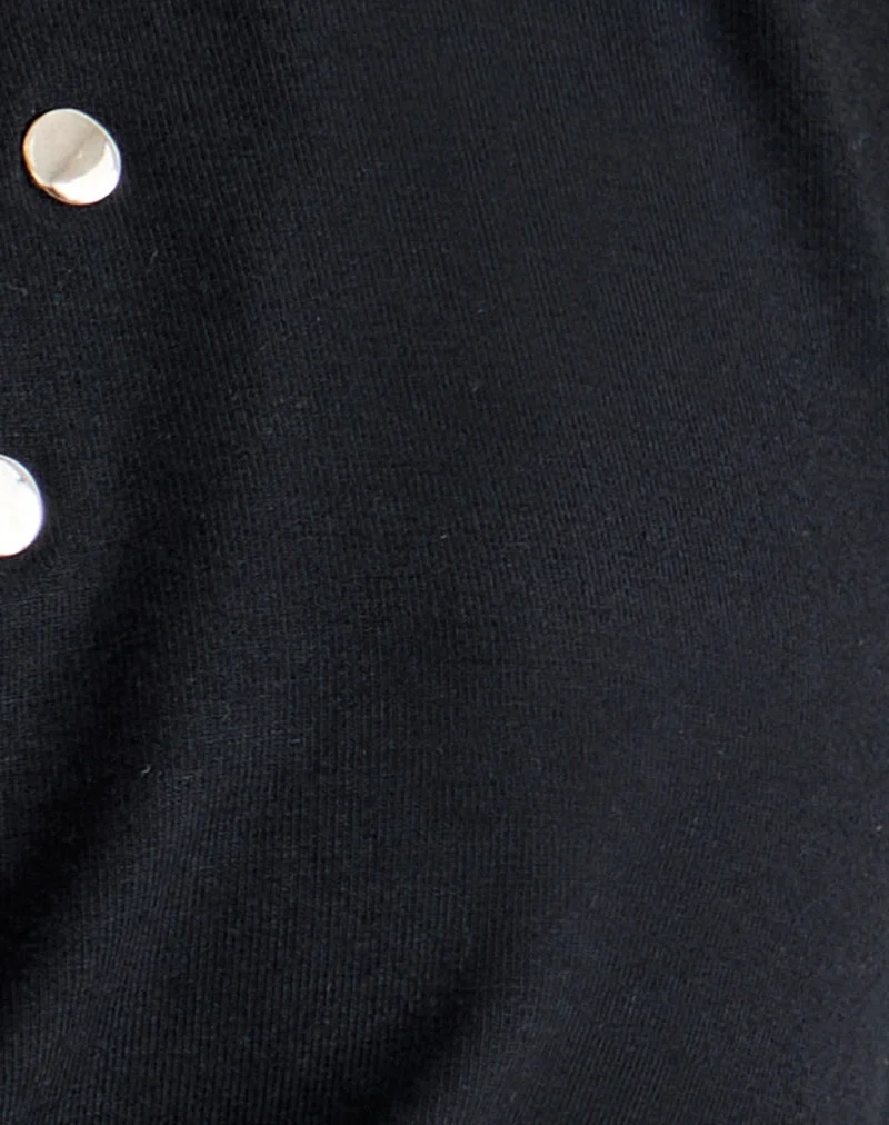 Elske-Top mit Nieten aus Rayon-Jersey, schwarz