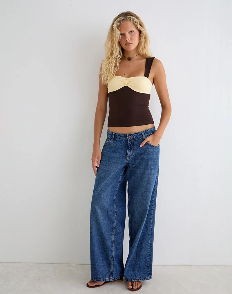 „Lure Top“ aus Rayon-Jersey in den Farben „Bitter Chocolate“ und „Lemon Yellow“