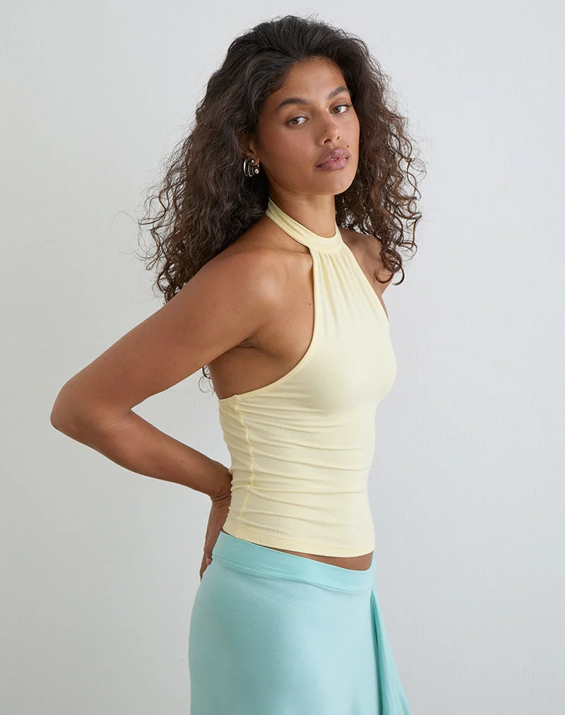 Raceline-Haltertop aus Rayon-Jersey in der Farbe „Lemon“