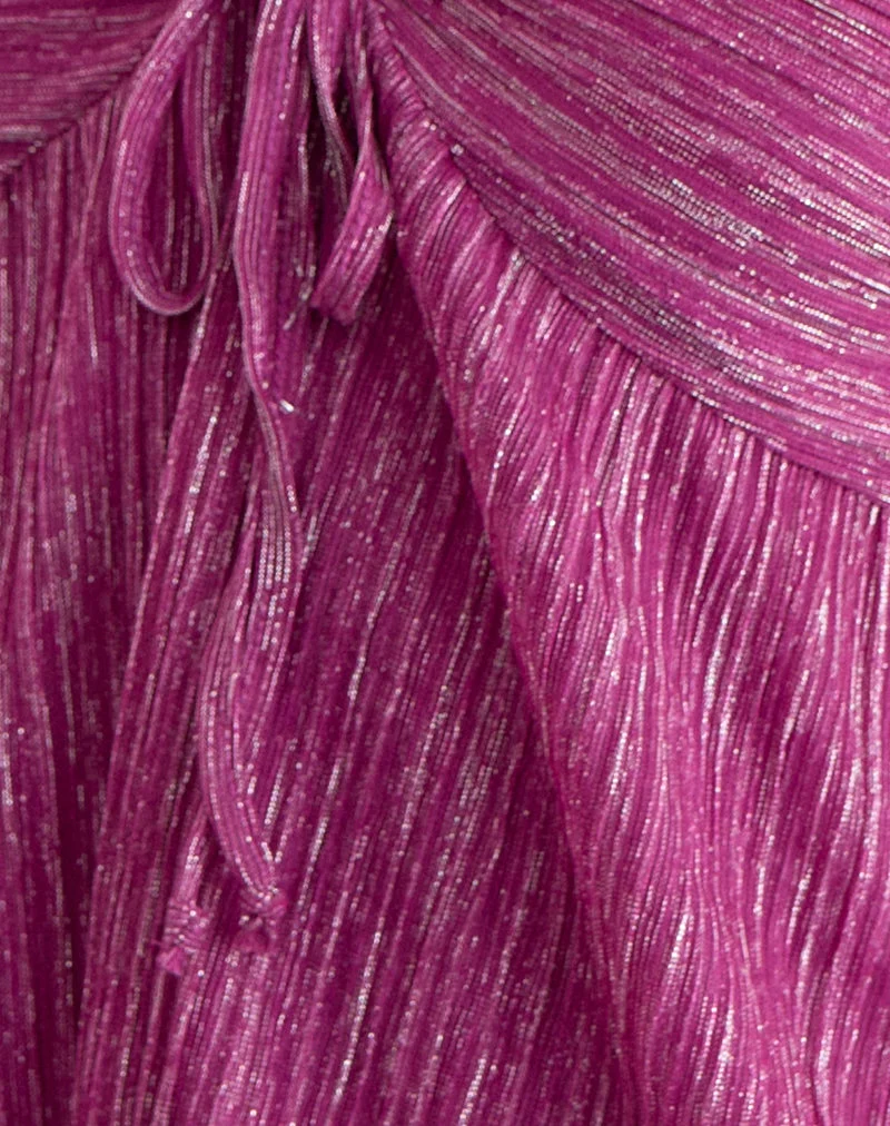 Süßes Neckholder-Top aus Plissee in Pink