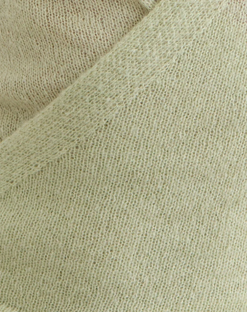 Yoana-Top aus transparentem Strick in Lily Green