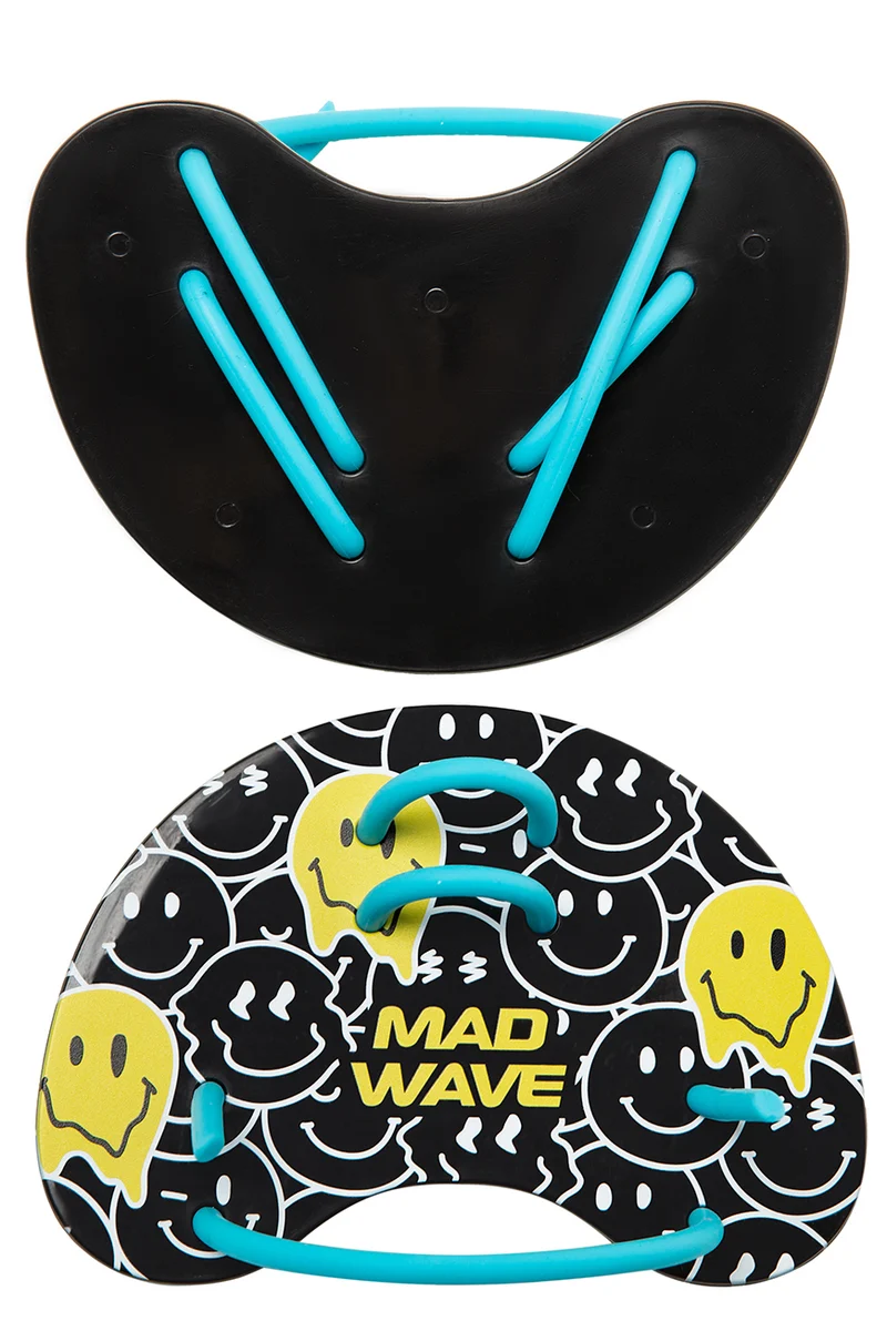 MAD Wave Finger Paddles Fun Smileys Schwarz-Blau-Gelb