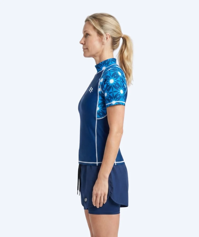 Watery UV Shirt für Damen - Aiko Kurzarm Rashguard - Blau/Dunkelblau