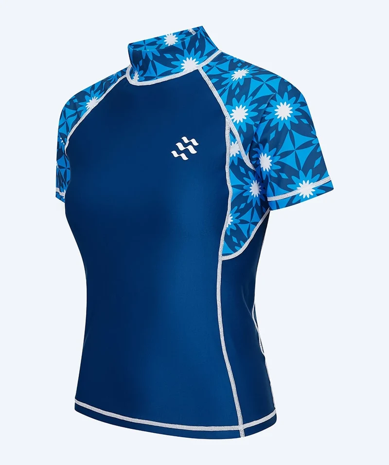 Watery UV Shirt für Damen - Aiko Kurzarm Rashguard - Blau/Dunkelblau