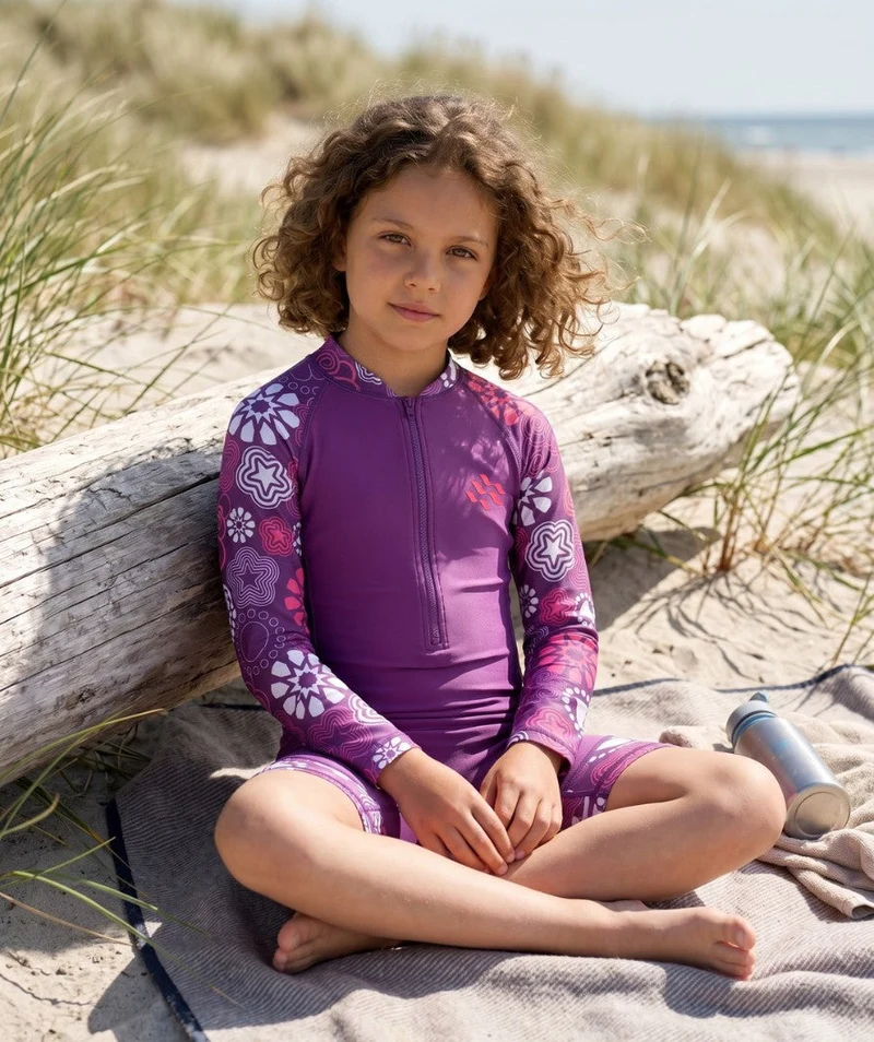 Watery UV Anzug für Kinder - Athena Langarm Rashguard - Lila