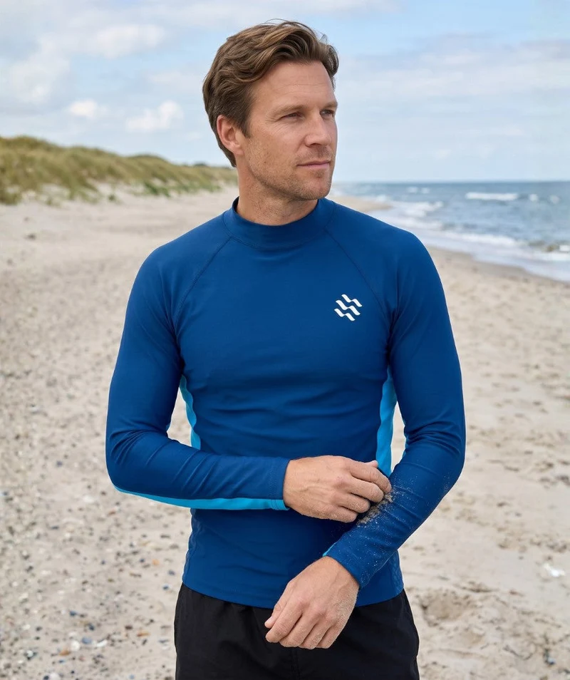 Watery UV Shirt für Herren - Scylla Langarm Rashguard - Dunkelblau/Hellblau