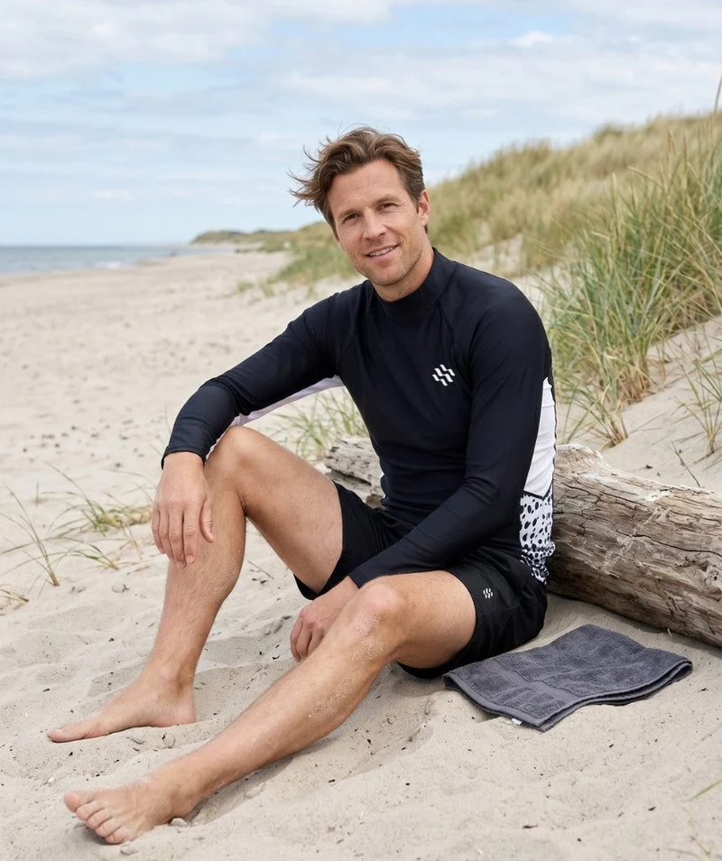 Watery UV Shirt für Herren - Scylla Langarm Rashguard - Schwarz/Weiß