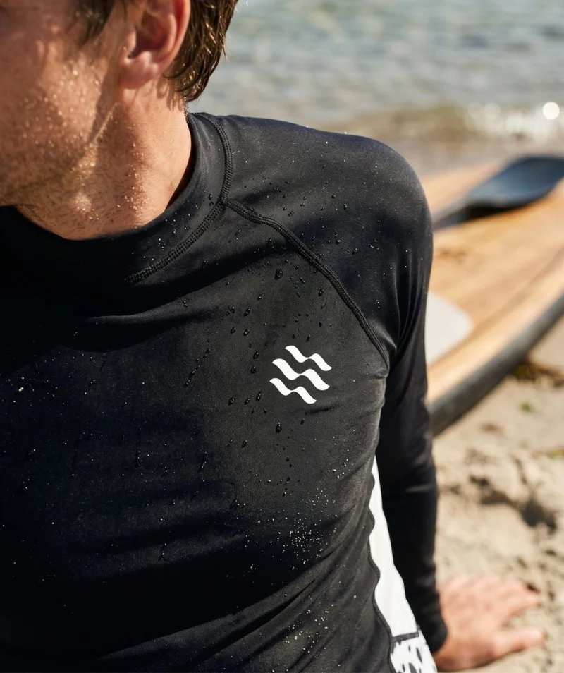 Watery UV Shirt für Herren - Scylla Langarm Rashguard - Schwarz/Weiß