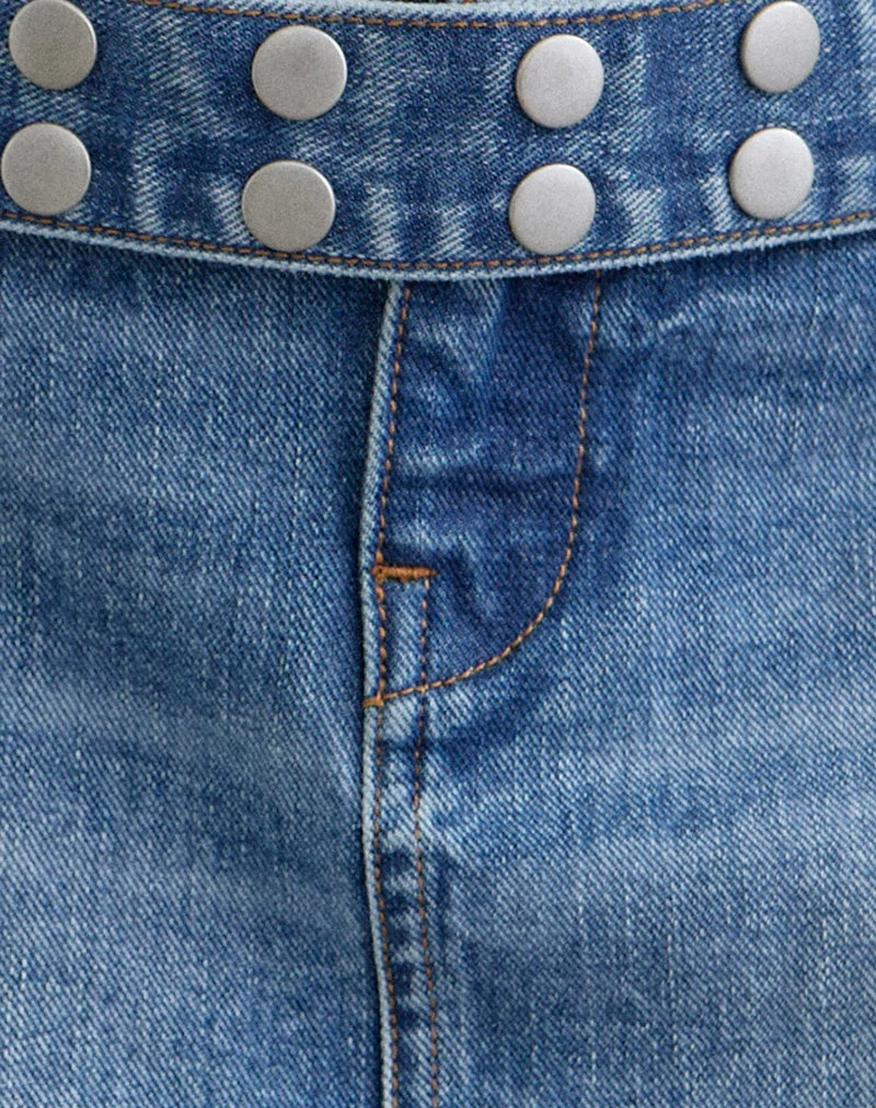 Minirock aus Denim mit Gürtel in Fade Blue
