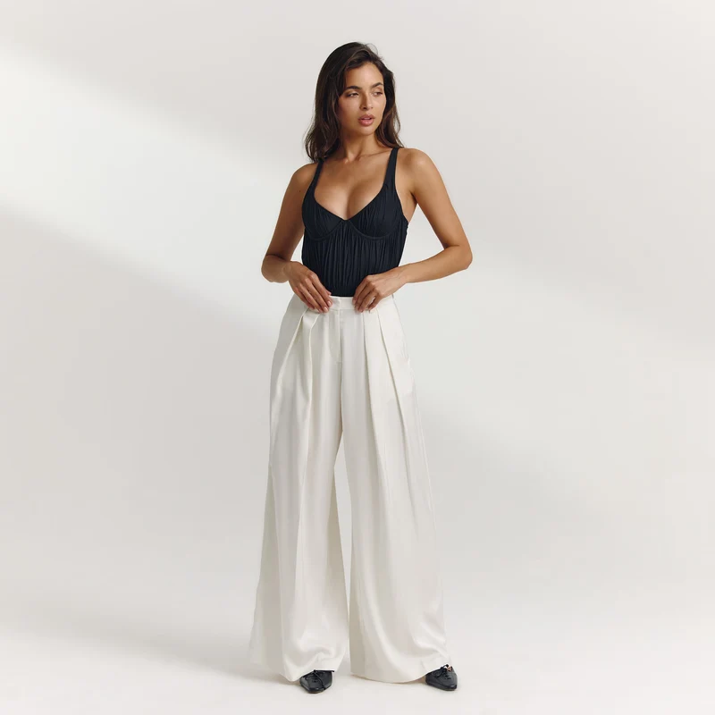 Geraffter Mesh-Body - Schwarz